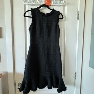 Kate Spade Tweed Ruffle Black Textured Dress